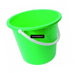 Green Plastic Bucket White Handle PNG Image