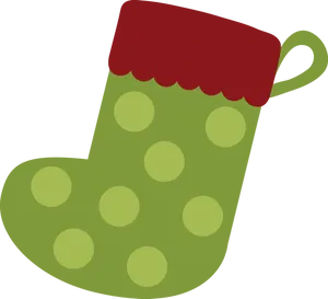 Green Polka Dot Christmas Stocking PNG Image