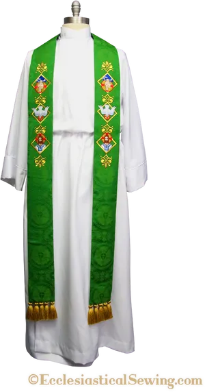 Green Priest Stole Ecclesiastical Vestment PNG Image