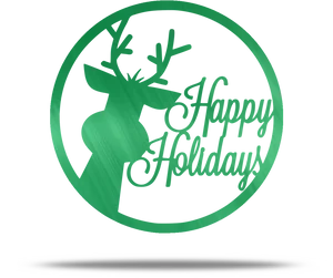 Green Reindeer Happy Holidays Sign PNG Image