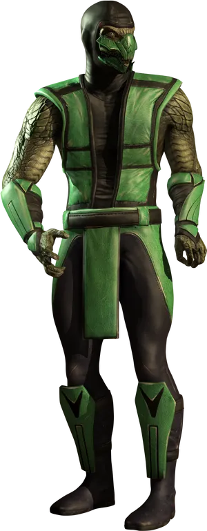 Green Reptilian Costume Character PNG Image