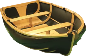 Green Rowboat Wooden Seats PNG Image