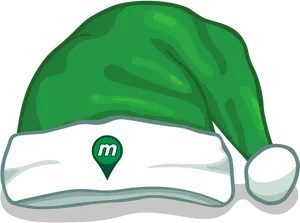 Green Santa Hat Cartoon Style PNG Image