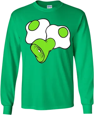 Green Shirtwith Egg Graphic Design PNG Image