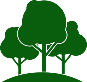 Green Silhouette Treeson Hill PNG Image