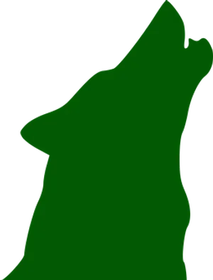 Green Silhouette Wolf Howling PNG Image