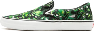 Green Skull Print Vans Slip On Sneaker PNG Image