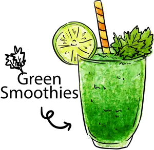 Green Smoothie Illustration PNG Image