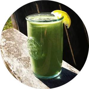 Green Smoothiewith Lemon Garnish.jpg PNG Image