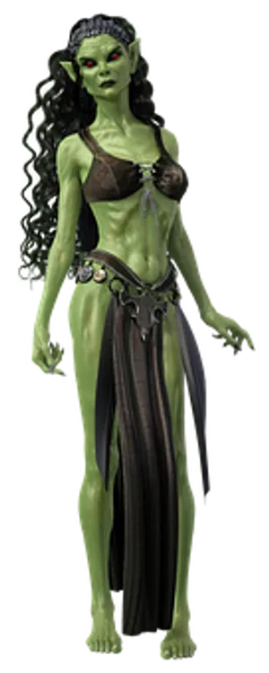 Green_ Sorceress_ Fantasy_ Character PNG Image