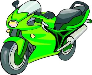 Green Sport Motorbike Illustration PNG Image