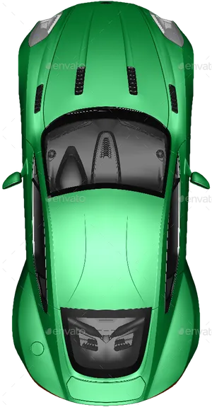 Green Sports Car Top View PNG Image