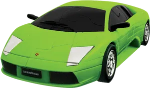Green Sports Car3 D Model PNG