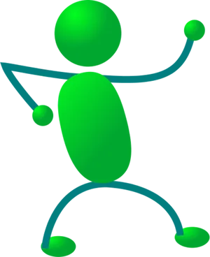 Green Stickman Pose PNG Image