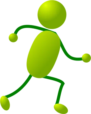 Green Stickman Runningon Black Background PNG Image