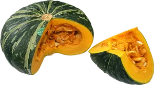 Green Striped Pumpkin Cut Open PNG Image