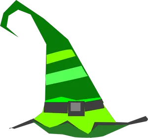 Green Striped Witch Hat PNG Image