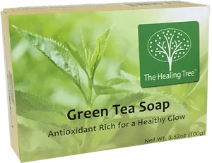 Green Tea Soap Packaging The Healing Tree PNG Image