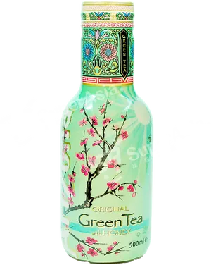 Green Teawith Honey Bottle PNG Image