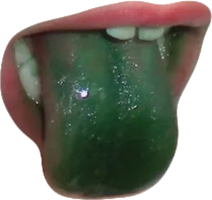 Green Tongue Close Up PNG Image