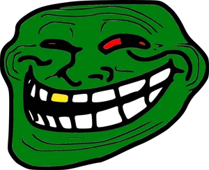 Green Troll Face Grin PNG Image