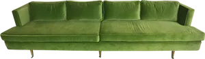 Green Velvet Sofa Elegant Design PNG Image