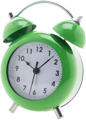 Green Vintage Alarm Clock PNG Image