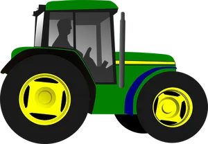 Green Yellow Tractor Illustration PNG Image