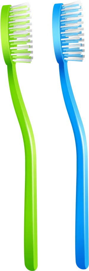 Greenand Blue Toothbrushes PNG Image