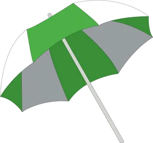 Greenand Gray Striped Umbrella PNG Image