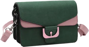 Greenand Pink Ladies Crossbody Bag PNG Image