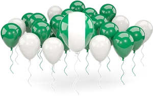 Greenand White Balloons Celebration PNG Image