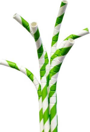 Greenand White Paper Straws PNG Image