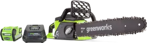 Greenworks Cordless Chainsawwith Batteryand Charger PNG Image