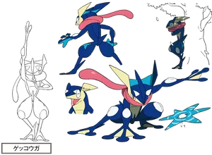 Greninja Pokemon Character Designs PNG Image