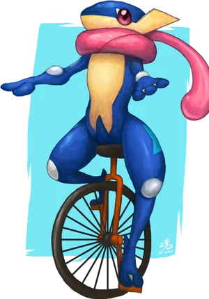 Greninja Unicycle Artwork PNG Image