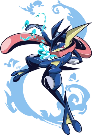 Greninja Water Shuriken Art PNG Image