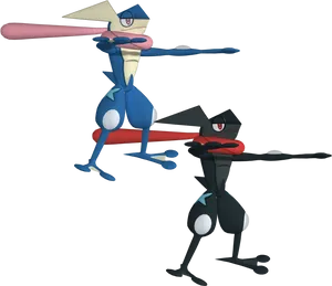 Greninjaand Ash Greninja Pose PNG Image