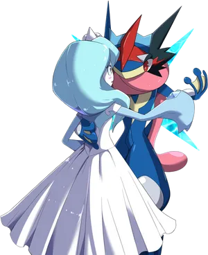 Greninjaand Gardevoir Dance PNG Image