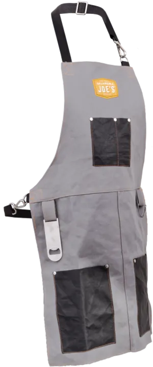 Grey Canvas Work Apronwith Pockets PNG Image