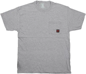 Grey Pocket T Shirt Template PNG Image