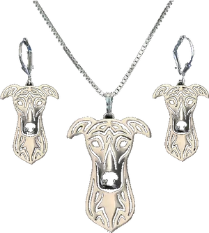 Greyhound Jewelry Set Silver PNG Image