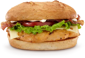 Grilled Chicken Bacon Cheeseburger PNG Image