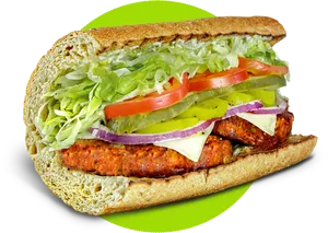 Grilled Chicken Sandwich Green Background.png PNG Image