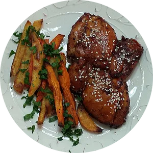 Grilled Chicken Sweet Potato Fries PNG Image