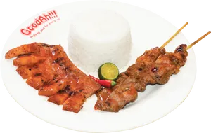 Grilled Pork B B Qand Rice Plate PNG Image