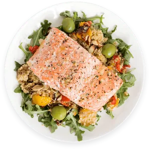 Grilled Salmon Salad Healthy Meal PNG Image