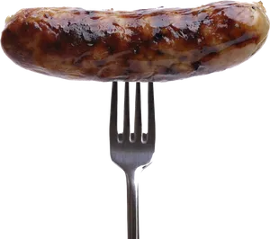 Grilled Sausageon Fork PNG Image