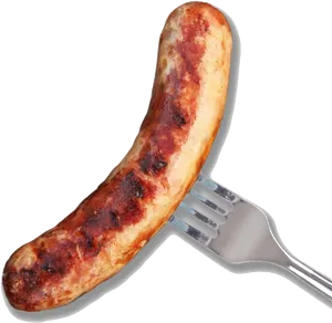 Grilled Sausageon Fork.png PNG Image