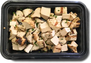 Grilled Tofu Cubes Container PNG Image